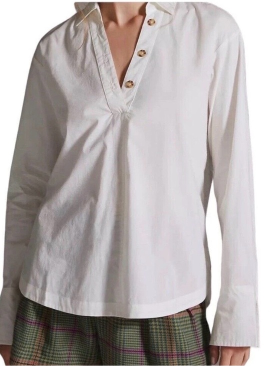 Maeve Tops - Maeve by Anthropologie White V-Neck Tunic Sz S